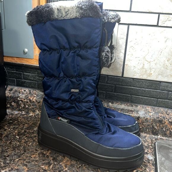 Pajar Canada "Toboggan 2.0" Tall Nylon Boots dark blue size 8.5 - Picture 1 of 16